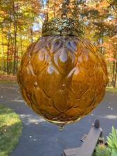 Vintage MCM Hollywood Regency Amber Swag Lamp Hanging Light Parts Only picture