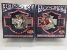 2 Vtg Harley Davidson North Pole Motorcycle Club 97-99 Christmas Ornaments Santa picture