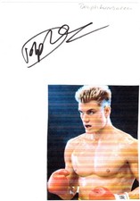 Dolph Lundgren signed card  Rocky picture