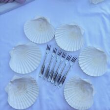 Vintage French Seashells Baking 6 Shells W/6 forks Japan LilLian Vernon NIB picture
