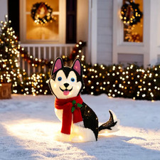 2FT christmas led siberian husky dog tinsel lighted outdoor yard decor picture