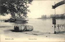 WIESBADEN GERMANY Parite am Rhein STEAMER STEAMSHIP Antique Postcard picture