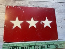 ORIGINAL WWII US 3 GENERAL VEHICLE CAR LICENSE RANK PLATE picture