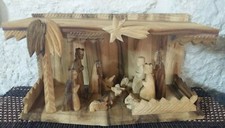 Special Vintage Hand Carved Olive Wood Christmas Nativity Scene From Bethlehem picture