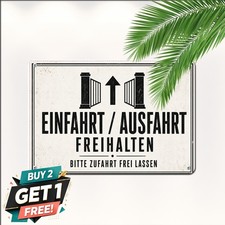 Keep Driveway Clear German Road Sign Einfahrt Ausfahrt Metal Tin Plaque 8x12 picture