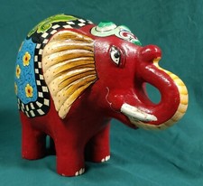 Old Vintage Hand Painted Pottery Elephant Coin Bank picture