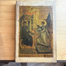 Icon of the Annunciation of Ohrid Virgin Mary Reverse Print Wood Plaque 7”x 4.5” picture