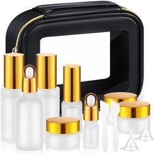Jingmore 13 Pcs Glass Skincare Travel Containers Mini Makeup Gold picture