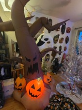 Gemmy Halloween Yard Inflatable Scary Tree w Ghosts & Jack O'lanterns 8ft Tall picture
