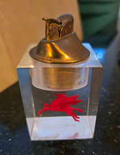 RARE Vintage Mobil MobilGas Table Lighter w Red Pegasus Horse  picture