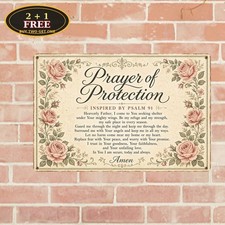 Religious Protection Prayer Psalm Scripture Verse Metal Tin Sign Decor picture