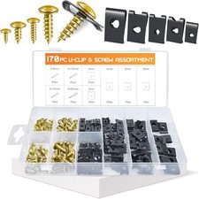 170PCS Car U Clips with Screw Assortment Kit - 9 Different Sizes Automotive U Nu picture