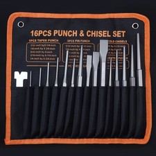 16-Piece Punch & Chisel Set CR-V Steel 54-58HRC with Carry Pouch picture