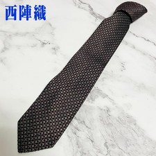 Nishijin-Ori Tie N63 Rare 100% Silk Plaid Pattern Luxury Necktie Business USED K picture