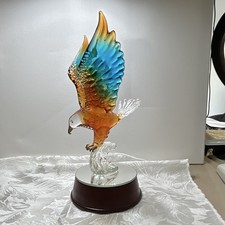 Bradford majestic wings ￼Illuminated Art Glass Eagle lights up #A0138 picture