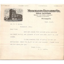 Merchants Elevator Co. 1912 T. M. McCord MN Antique Letterhead Billhead SK15 picture