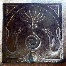 Lance Henriksen Square Ceramic Tile Raised Relief Alien Design. Signed. picture