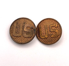 US Army Type 2 Collar Disc Pair Screwback 1926-1937 Pre WWII Enlisted picture
