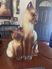 Vintage 1950's  HOWARD KRON CERAMIC  SIAMESE CATS  TV LAMP picture