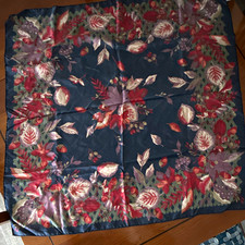 Oscar de la Renta Silk Satin Floral Multicolor Square Scarf - Made in Italy picture