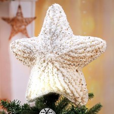 10 Inch Crochet Star Christmas Tree Topper Boho Christmas Ornament picture