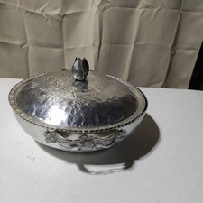 Hand Wrought Creations by Rodney Kent Hammered Aluminum #461 Bowl With 2 Lids picture