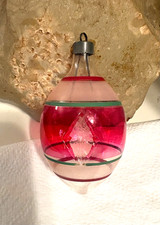 VTG  Premier Glass WW11 era Unsilvered dbl indent tear drop Tree Ornament(s) picture