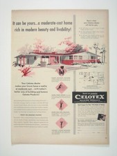 1956 Celotex Building Products Vintage Print Ad Design Midcentury Modern Home AD picture