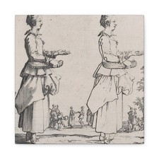 Jacques Callot - La Paysanne Tournée a Droite Tenant un Panier - Canvas Wall Art picture