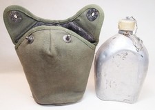 Original 1945-Dated WWII US Army Marines AGMCO Metal Top Aluminum Canteen, Cover picture