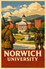 Norwich University Campus 🏛️ 1930s Style 16x24” Premium Art Print 200GSM picture