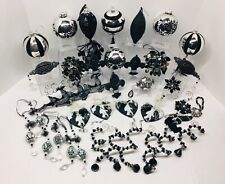 Lot of 35  Silver & Black Christmas Ornaments Ball Bling Beaded Sequin picture
