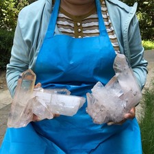 2pc 5.56LB  Natural White Clear Quartz Crystal Cluster Rough Healing Specimen picture