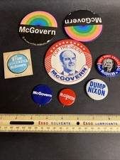 Pin Back Political Button Lot McGovern Assortment 8 Pins Vintage  picture