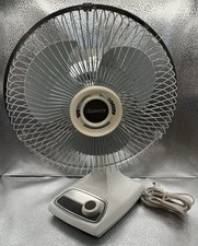 Vintage 1980s Galaxy Oscillating Table Fan - Type 9 - Gray & White - 2 Speeds picture