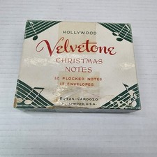 VTG 1950s Buzza Cardozo Velveto​ne Flocked Christmas Notes Made in USA 9 Cards picture