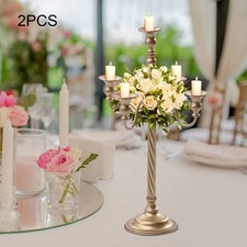 2 Pcs Gold Candelabra Candle Holder Centerpieces for Tables 5 Head Tall Candles picture