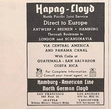 Hapag-Lloyd Ship Seattle Vancouver Pacific Panama Europe  Vintage Print Ad 1937 picture