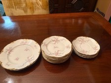 Vintage Warwick Avon Rose Porcelain Plates with Scalloped Gold Gilt Edges 15pcs. picture