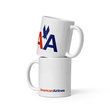 American Airlines AA US Travel Souvenir Ceramic Mug 11 oz Skinny Mug Cup Gift picture