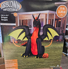 Gemmy 11ft Tall Animated Fire & Ice Dragon Halloween Inflatable picture