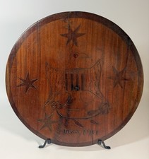 Vintage Haitian Hand Carved Wood Plaque 17” Haiti Bird Shield Stars Folk Art picture
