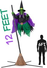 12 Ft Animated Hovering Witch Animatronic Outdoor Halloween Decoration Giant picture