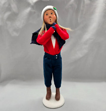 VTG Byers Choice Carolers 2004 Woman in Snow Blue Pants Red Jacket 98/100 Signed picture