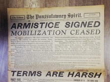 1918 Nov 11: Punxsutawney Spirit World War I Armistice Signed 