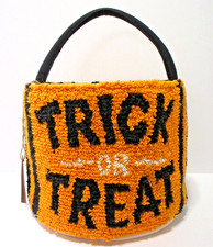 Made in India Large 10 x 8 Halloween Trick or Treat Fabric Woven Bucket NWT picture