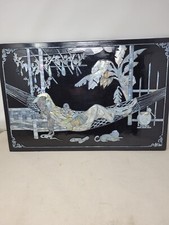 Mother Of Pearl Mother With Child On Hammock Breast Feeding Plaque vintage picture