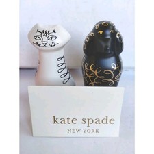 Kate Spade Lenox NEW Woodland Park Cat Dog BLACK WHITE GOLD Salt Pepper Shakers picture