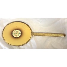 Vintage Mid-Century Celluloid Hand Mirror – Roses & Ribbon Floral Motif picture