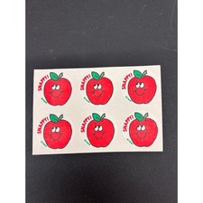 Vintage Trend Enterprises Snappy Apple Stickers Sheet 6 Count Red Smiling Fruit picture